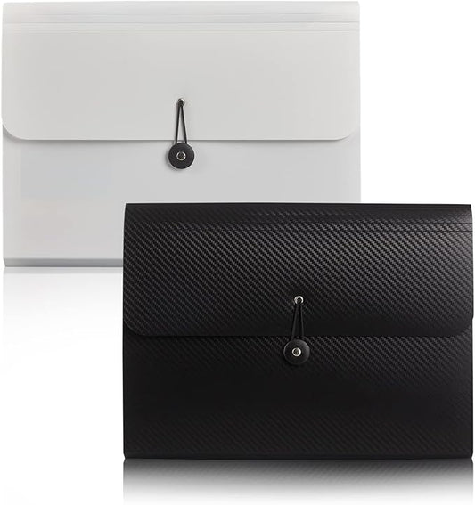 Expanding File Folder with 13 Pockets,Polypropylene, 12.99" x 9.45" x 1.1"for Work, School, Home, Office, Blackwhite(2Pack)