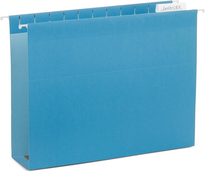 Blue Summit Supplies 25-Pack Letter Size Expandable Hanging File Folders - Assorted Colors, 11PT Paper