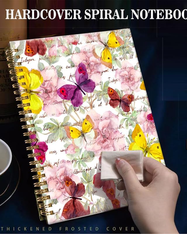 Spiral Journal Notebook,A5 Hardcover Lined Journals for Women Girl 6 x 8.3 in,120 Pages Thick Paper,Cute College Ruled Writing Notebook for Gifts Office Work School(Watercolor Rose Floral)