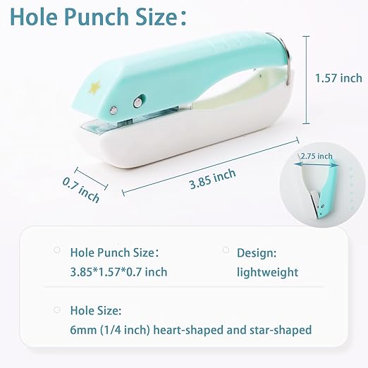 Heart Hole Punch Single Hole Punch Small Hole Paper Punch for Tags Nail Decor DIY Scrapbook (Heart 1/4 inch)