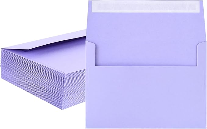 50 Pack Purple Envelopes - A7, 5x7 Self Seal, Printable for Wedding & Baby Shower Invitations