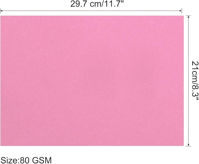 MECCANIXITY 25 Sheets Colored Copy Paper 8.5 x 11 Inch Printer Paper 80gsm Pink for Office Printing, Document Copying, Invitations, Forms, Art Projects