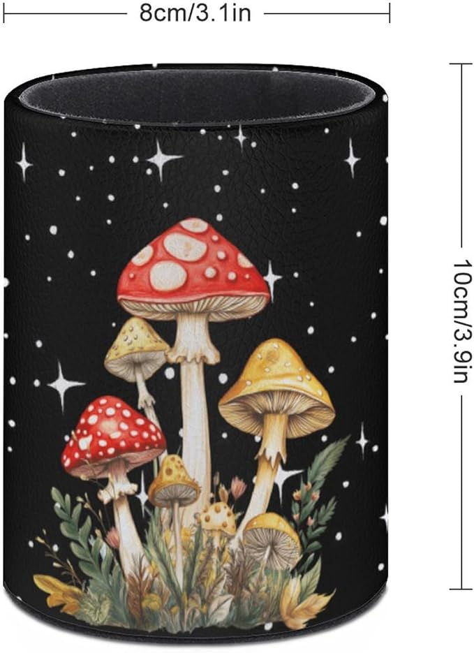 Mushroom Pen Holder Pencil Organizer Cute Pencil Cup Desk Decor Makeup Brush Holder PU Multifunctional Office Suppliesfor Home Classroom School