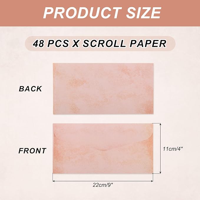 MECCANIXITY 48 Packs Envelopes Vintage Stationery Pink Red Stationery Old Fashion Paper for Letter Writing, Invitations, Wedding-9 x 4 Inch