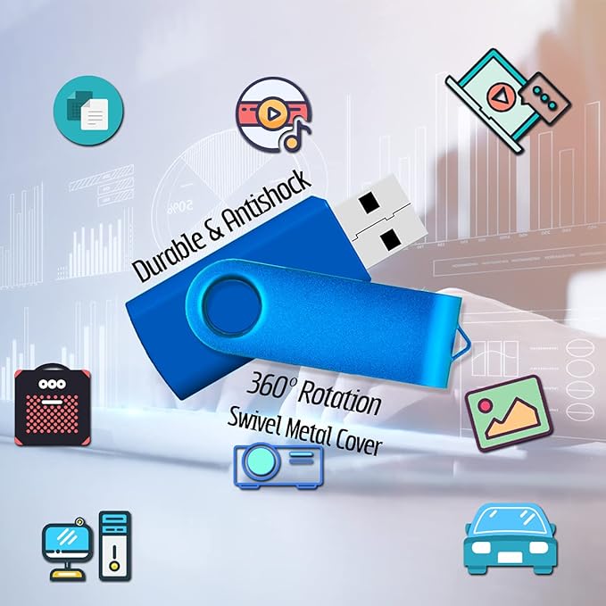 16GB USB Flash Drive 10 Pack JBOS 16 GB USB Drives Memory Stick Swivel 16G Thumb Drives 10pcs Gig Stick USB2.0 Pen Drive, 16 Gig UBS Flash Drive, Zip Drive, Jump Drive, USB Stick (Black + Blue)