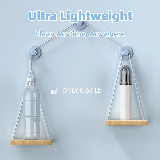 Zannful Portable Car Vacuum Cleaner, Cordless Handheld Vacuum, Lightweight Mini Vacuum for Car and Home with Washable HEPA Filter, Rechargeable
