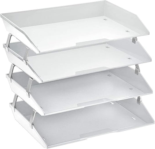 Acrimet Facility 4 Tier Letter Tray, Side Load, Letter Size/A4, Desktop File Organizer, Plastic (White Color)