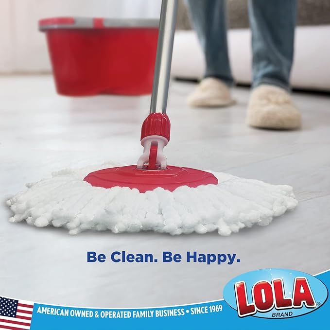 LOLA Revolution Spin Mop & Bucket System, Braided Mop Head, Durable Alloy Handle, 360 Spinning Action, Great for Any Hard Floor Surface