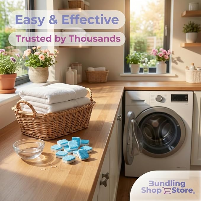 BUNDLING SHOP STORE Active Washing Machine Cleaner Tablets- 24 Pack Deep Cleaning Descaler for HE, Front Load & Top Load Washers, Removes Odor, Limescale & Residue