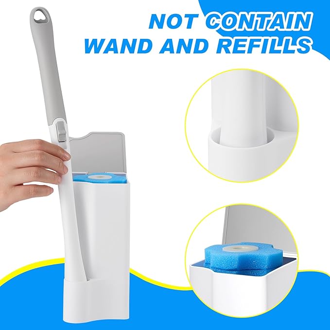 Weysat 4 Pack Wand Holder White Bathroom Storage Organizer for Cleaning Brush Accessories, Space Saving Brush Caddy for Home Bathroom
