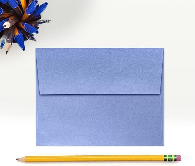 LUXPaper A2 Invitation Envelopes | Peel & Press | 4 3/8" x 5 3/4" | Vista Blue Metallic | 80lb. Text | 50 Qty