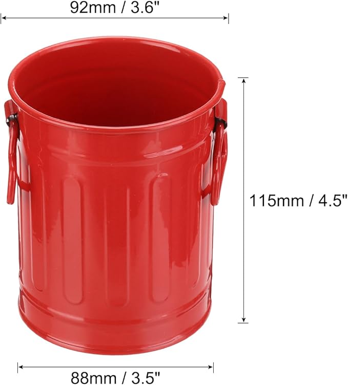 PATIKIL Barrel Pencil Holder, Metal Pen Holder for Desk Pencil Holders Cup Organizer with Handles Makeup Brush Holder Stationery Storage, Red