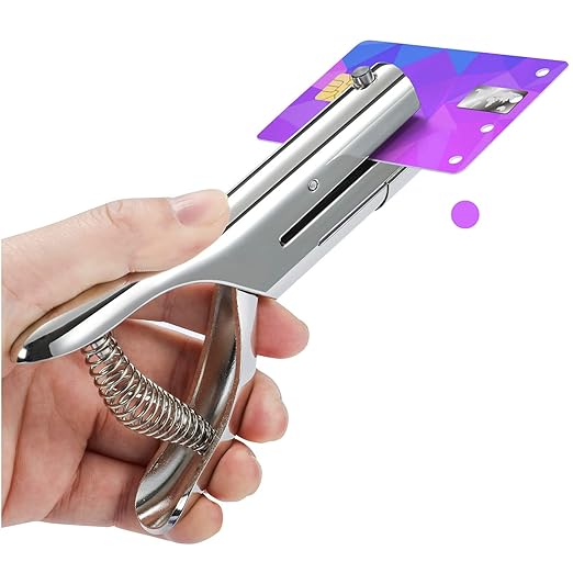 Hole Punch 5/16 inch Single Hole Punch,Heavy Duty Hole Puncher Single,Paper Punch Portable Hand Held Long Hole Puncher for Paper Cards Plastic Cardboard (Silver) (5/16"-8mm Hole)