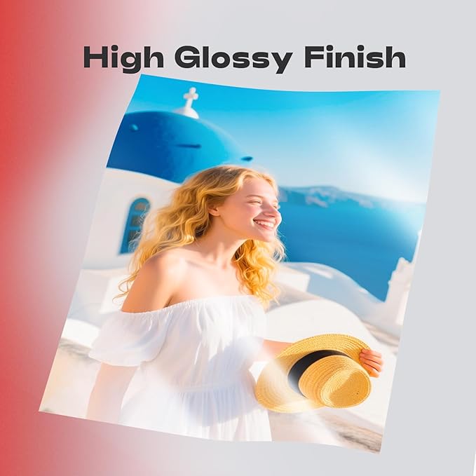 Glossy Photo Paper 8.5x11 Inches, 110 Sheets Thin Inkjet Paper,135gsm 37lb Premium Photo Paper for Inkjet Printer with Dye Ink for Brochures Flyers Custom Chip Bag Party Favors