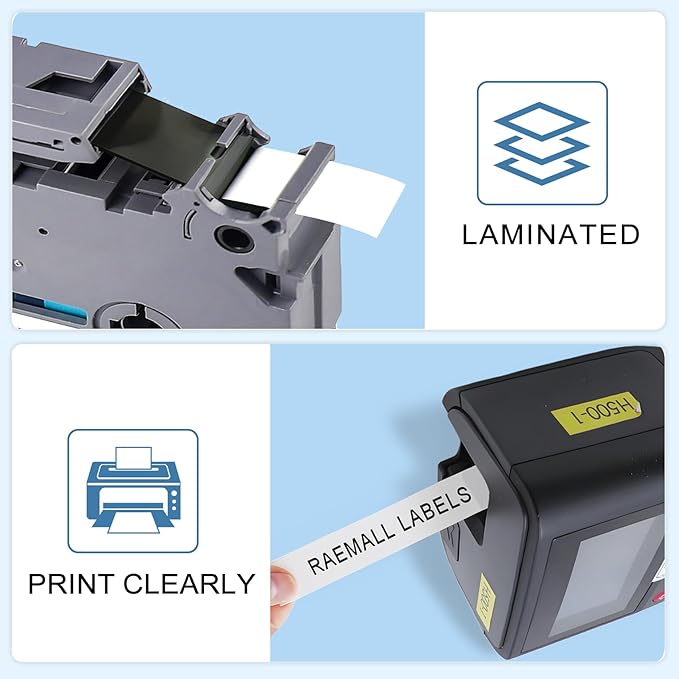 TZe TZ Tape 12mm 0.47 Laminated White Replacement for Brother P Touch TZe-231 TZC-231 P Touch Label Tape Refill Work for Brother P-Touch Label Maker PT-D210 PT-D220 PT-H110 PT-D600 PT-D400, 8m 26.2ft