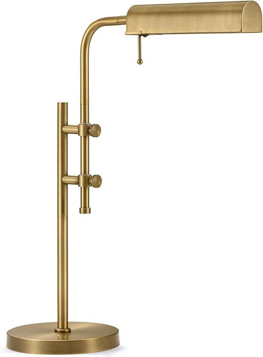 VONLUCE Rustic Desk Lamp, Adjustable Industrial Style Metal Table Lamp, 3 Color Temperatures LED Reading Lamp for Living Room Bedroom Office, Antique Gold