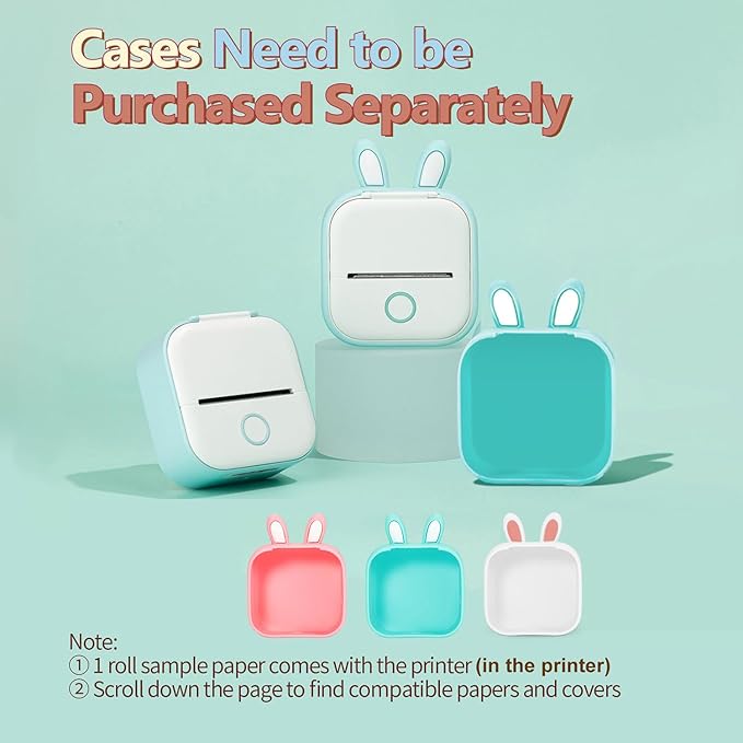 Memoking Sticker Printer - Mini Thermal Sticker Printer, T02 Inkless Pocket Label Maker, Bluetooth Portable Photo Printer, Instant Print Perfect for Students School Supplies,Flashcards, Journals