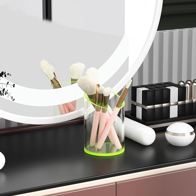 Pen Holder for Desk Organizer, Acrylic Makeup Brush Organizer Sanitizer Holder Pen and Pencil Holder for Office, Home, School, Neon Green