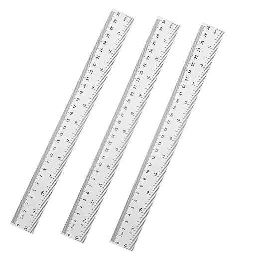 YouOKLight Clear 12 inch Plastic Metric Transparent Ruler - Pack of 3 for Kids, School, Office, Drafting