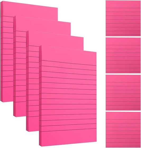 NatureTouch Lined Sticky Notes 6 Pads 3x3 and 4x6 inches Self-Stick Notes Pads with Power Sticking,Bright Ruled Post for School, Home, Office-Yellow