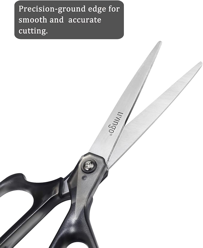 LIVINGO Scissors All Purpose for Office - 3 Pack 8 Inch Sharp Stainless Steel Heavy Duty Fabric Paper Cutting Shears for Crafts, Sewing School Home Use
