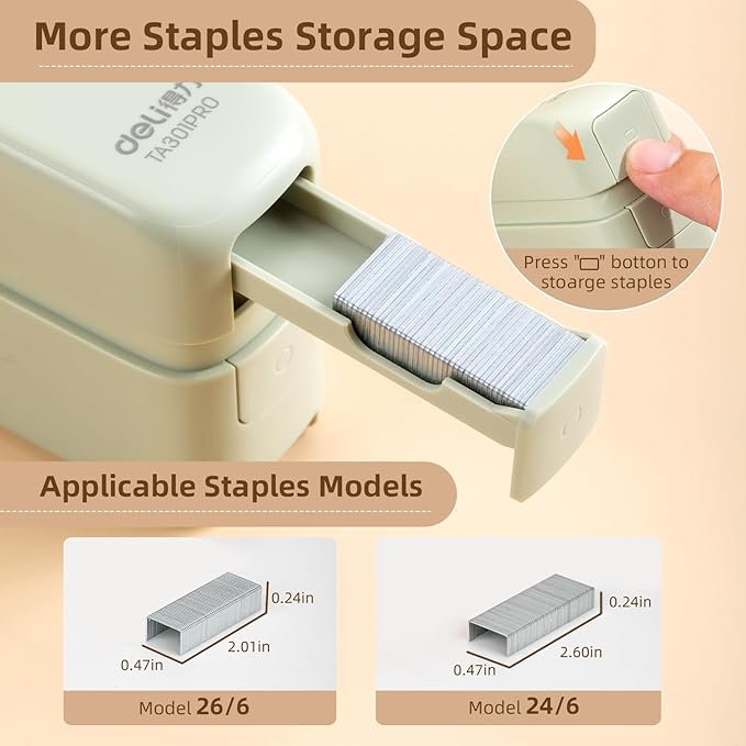 deli Stapler, Desktop Staplers with Integrated Staple Remover, 40 Sheet Capacity Office Stapler, Green