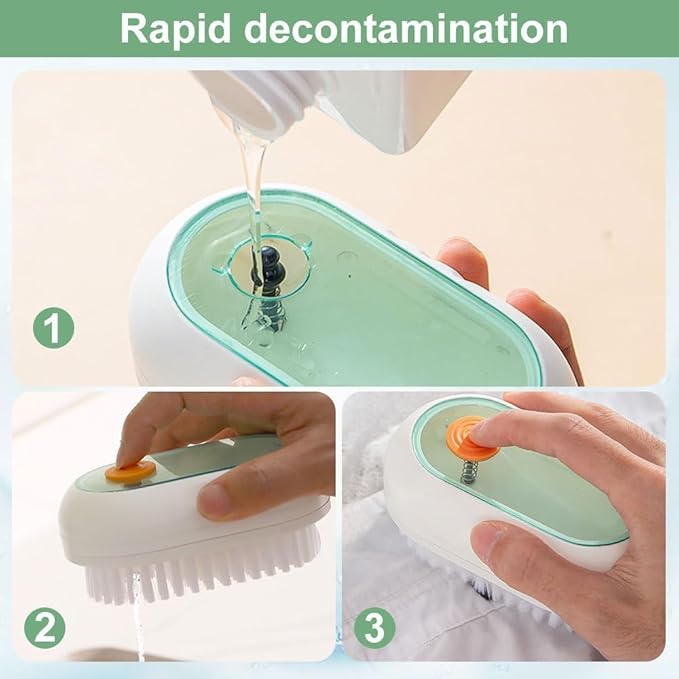 2 in 1 Multifunction Cleaning Brush, Multifunctional Cleaning Brush with Soap Dispenser, Liquid Filled Laundry Brush, Household Cleaning Clothes Shoes Brush with Liquid Box (Green)