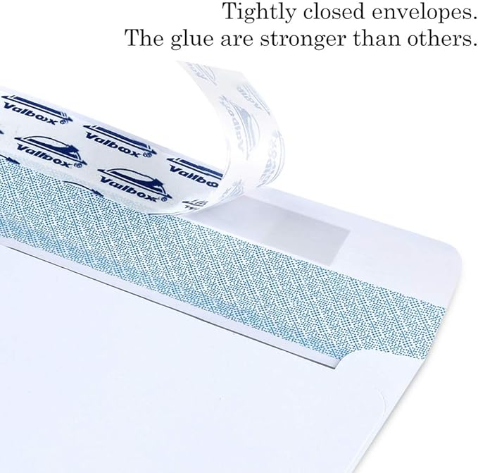 ValBox 200 Count #8 Double Window Envelopes 3 5/8" x 8 11/16" Flip and Seal Double Window Security Check Envelopes- Security Tint Pattern Designed for Home Office Secure Mailing