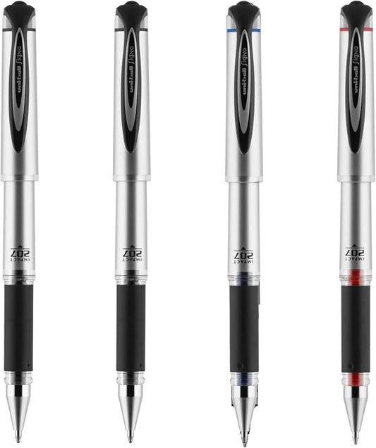 uniball™ 207 Impact Gel Pens, Bold Point (1.0mm), Assorted Colors, 4 Pack
