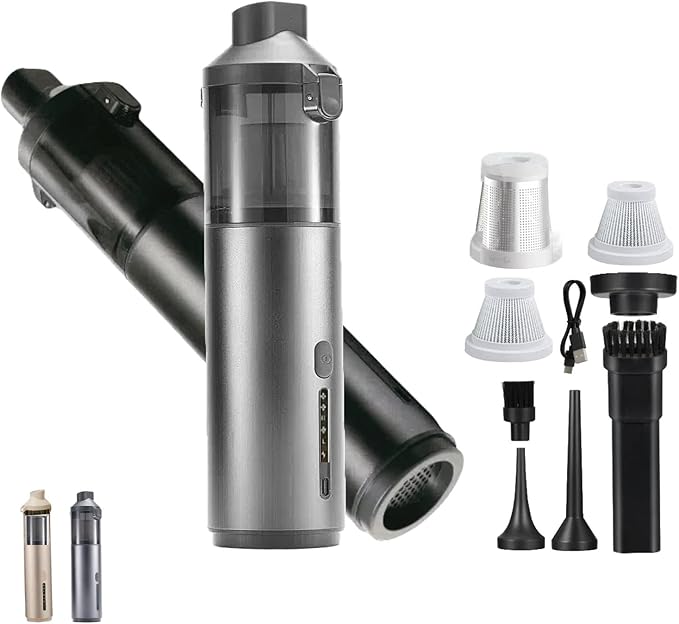 Babluble Portable Cordless Car Vacuum Cleaner Suction Power 19000Pa with Brushless Motor, Handheld Mini Vacuum Cleaner with Multiple Attachments, 3 Suction Modes,Rechargeable (Black)