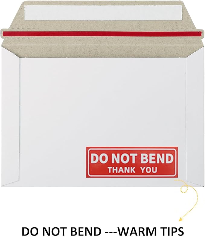 100 Pack 6.5x4.5 inch Rigid Mailer Self Seal Photo Document Mailers, Stay Flat White Cardboard Shipping Envelopes White Photography Mailers for CD, Photos, Document