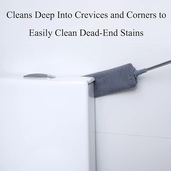 TopHomer 1 PieceRetractable Gap Dust Cleaner Brush with Washable and Removable Duster Cloth for Cleaning Under Appliances Furniture Couch Fridge (Grey)