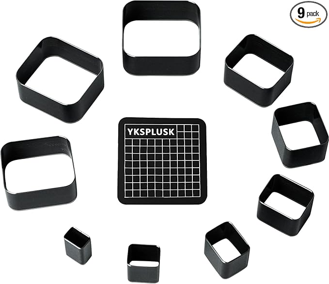 Leather Hole Cutter Tools Set, 9 Pieces Rectangle Punch Tools 15 20 25 30 35 40 45 50 55mm, High Carbon Steel Leather Cutting Dies - Leather Hole Punch Tool Kit for DIY Leathercrafts