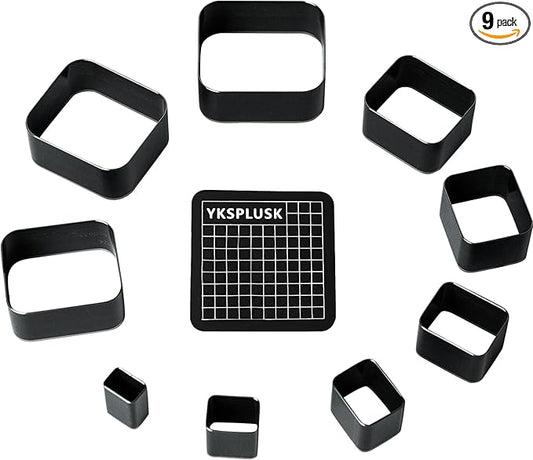 Leather Hole Cutter Tools Set, 9 Pieces Rectangle Punch Tools 15 20 25 30 35 40 45 50 55mm, High Carbon Steel Leather Cutting Dies - Leather Hole Punch Tool Kit for DIY Leathercrafts