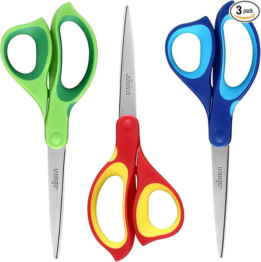 LIVINGO Left Handed Scissors All Purpose - 3 Pack 8.5 Inches Stainless Steel Sharp Adult Scissors for School Office Home Crafting Sewing Cutting Fabric Paper