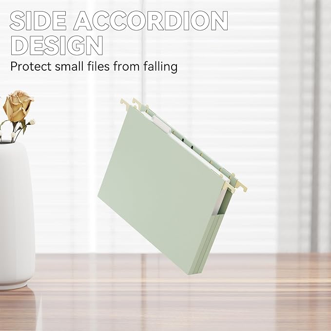 Plastic Hanging File Folders Letter Size,1 Inch Expansion,12 Pack Reinforced Heavy Duty Hanging Folders,File Cabinet Folders,Adjustable Tabs,Expandable Hanging File Folder,Pastel Color