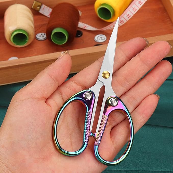 4.5" All Stainless Steel Embroidery Scissors for Sewing, Small Sharp Scissors Craft Shear for DIY Art Work Handicrafts Needlework Tool and Daily Use Colorful