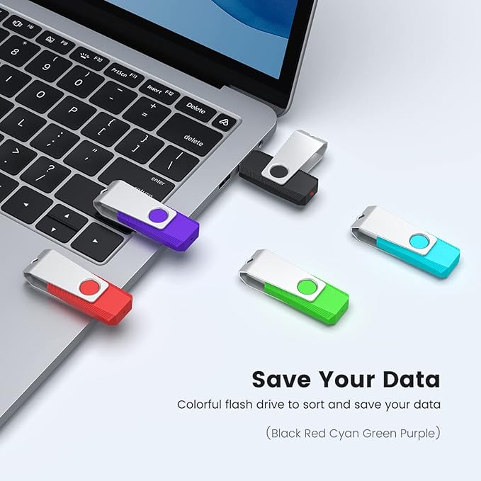 Aiibe 32GB Flash Drive 10 Pack 32GB USB 3.0 Flash Drive Thumb Drives USB Drive 32 GB Jump Drives Memory Stick (10 Pack, 5 Mixed Colors: Black Red Cyan Green Purple)