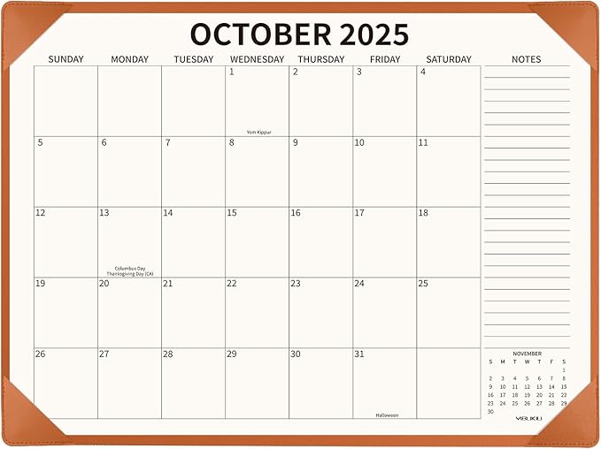 Desk Calendar 2025-2026 with Desktop Mat, 22x17 inch Large Desk Pad Calendar July 2025 to December 2026, Big Desk Planner for Home Office and School, Brown