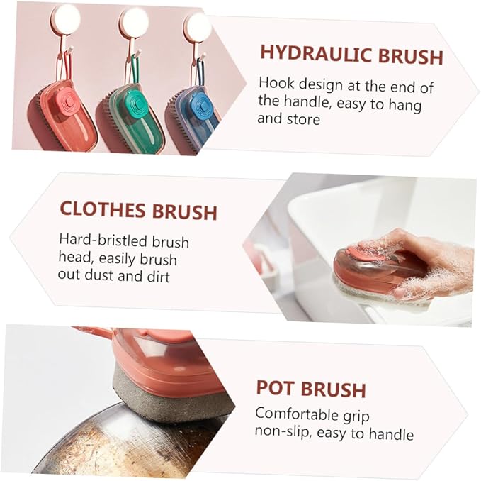 1pc Hydraulic Brush for Kitchen Laundry Hard Bristled Pot Brush Non-Slip to Store Design