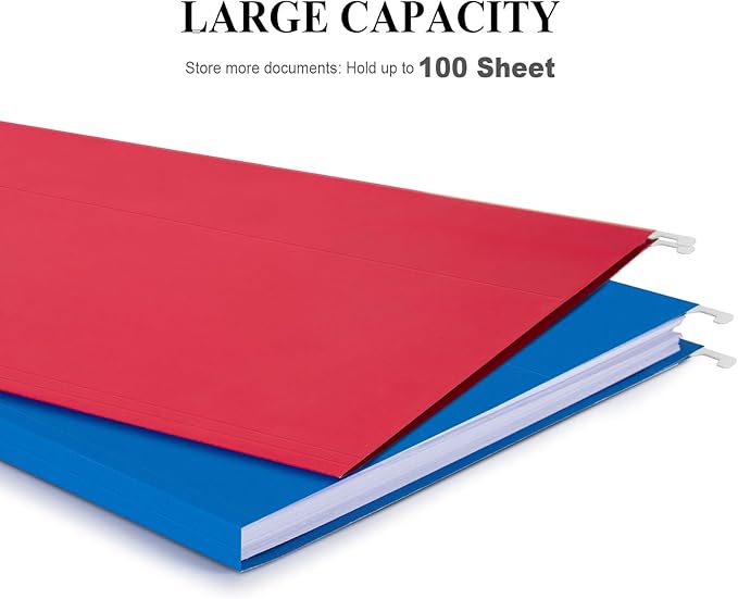 ViVin 25 Pack Letter Size Hanging File Folders with 25 Per Box, 1/5-Cut Adjustable Tabs, Hanging Folders Designed for Office Bulky Files, Filing Cabinets(Assorted)