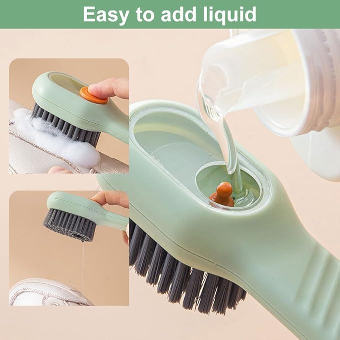 2 in 1 Multifunction Cleaning Brush, Multifunctional Cleaning Brush with Soap Dispenser, Liquid Filled laundry Brush, Household Cleaning Clothes Shoes Brush with Liquid Box (2pcsWhite)