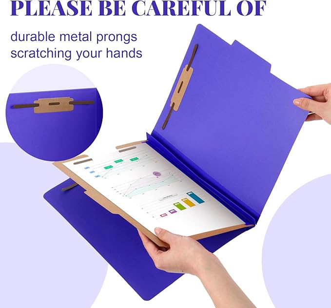 24 Pcs Classification Folders Letter Size, 1 Divider Pressboard File Folder with Fasteners, Expanding File Organizer Bulk for Teachers, Clergy, Office, Church, Christmas Donations (Purple)