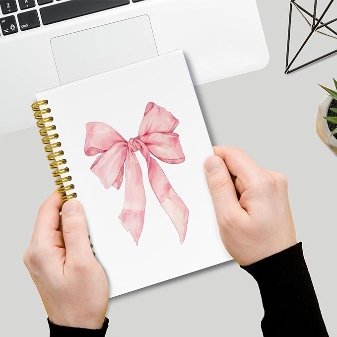 LiTiu Pink Cute Coquette Preppy Spiral Journaling Notebook, Aesthetic Notebook for School Teen Girls Women, Trendy Funky Hardcover Spiral Campus Notebooks 80 Sheets 5.8x8.3