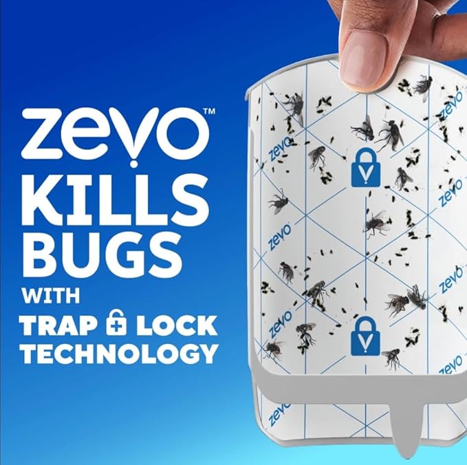 Zevo Flying Insect Trap Refill Cartridges | Long-Lasting Indoor Protection | Fits All Zevo Plug-in Traps | Attracts & Traps Gnats, Fruit Flies & Mosquitoes (8 Refill Cartridges)