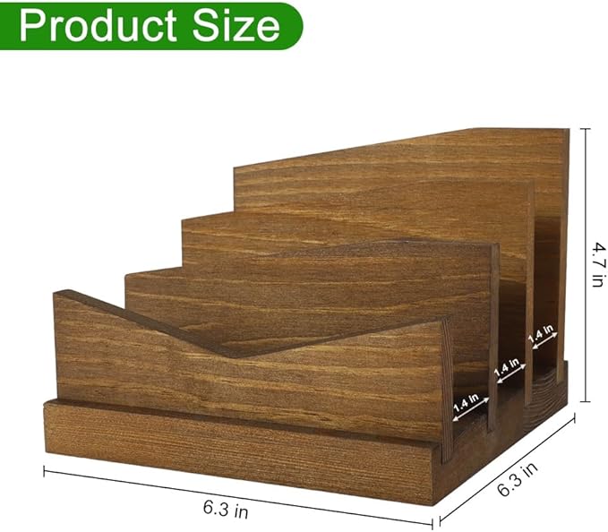 Picowe Desk Mail Organizer Wooden Mail Holder, 3 Slots Letter Holder Organizer Envelope Organizer for Home Office