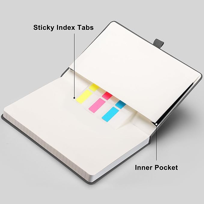 RETTACY Graph Grid Paper Notebook, 192 Pages, A5 Medium Size (5.7'' x 8.3''), 5 Squares per Inch, Leather Hardcover, 100 GSM Thick Paper, for School, Students, Math, Engineering (Gray)