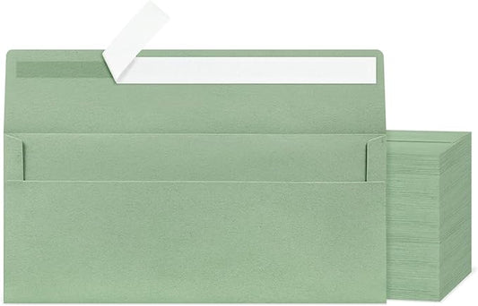 Mulbozy 200 Pcs #10 Business Envelopes, Self Seal Standard Envelopes, Windowless Business Mailing Envelopes for Office Checks Letters Invoices Statements Wedding, Size 4-1/8 x 9-1/2 inch (Sage Green)
