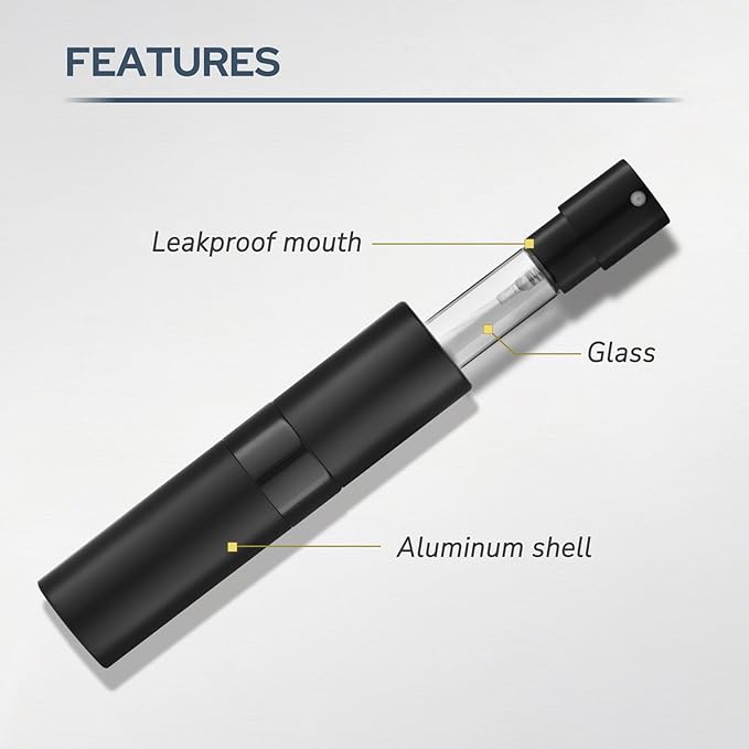 Perfume Atomizer Travel Bottle Refillable: Cologne Sprayer Portable for Men - Mini Spray Empty for Refill - 8ml Small Size Grey
