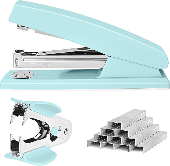 Stapler 25 Sheet Capacity with 1000 Staples and Staple Remover - Staplers for Desk, Non-Slip Office Stapler with Staples, Blue